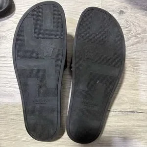 Versace Geometric Print Slides in Green and Tan- Size 12 all sales final Versace | Shoes | Versace Geometric Print Slides In Green  main image 3